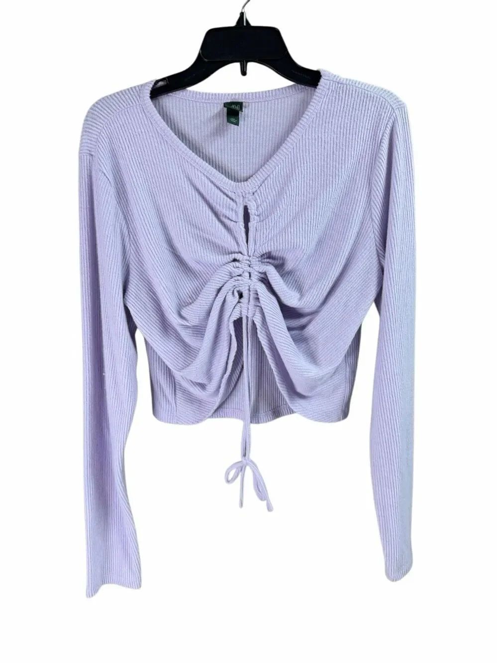 NWT Wild Fable XXL Lavender Ribbed Ruched Drawstring Long Sleeve Crop Top Chic